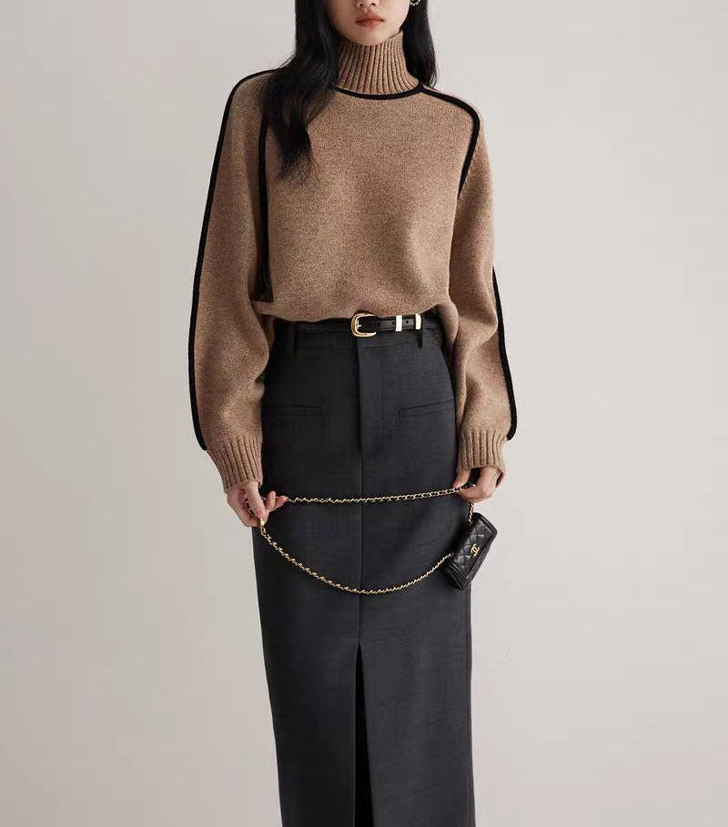 Pull en Maille Côtelée Texturée Coupe Élégante