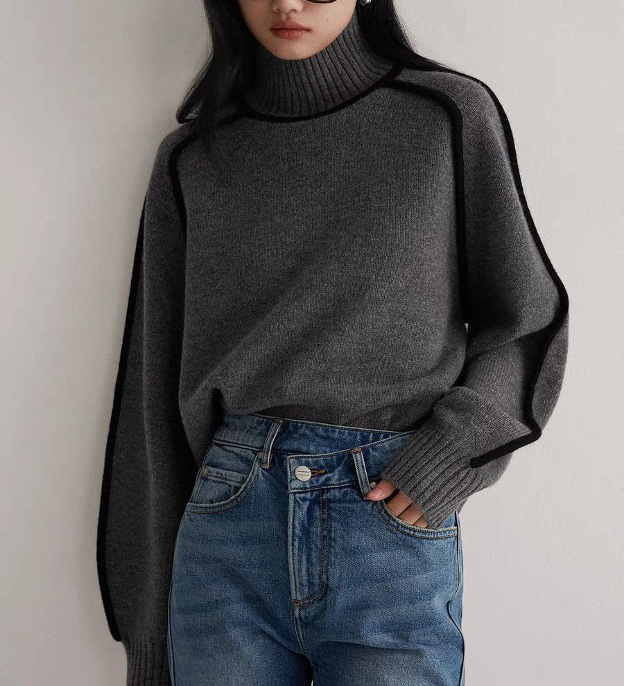Pull en Maille Côtelée Texturée Coupe Élégante