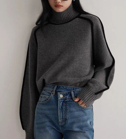 Pull en Maille Côtelée Texturée Coupe Élégante