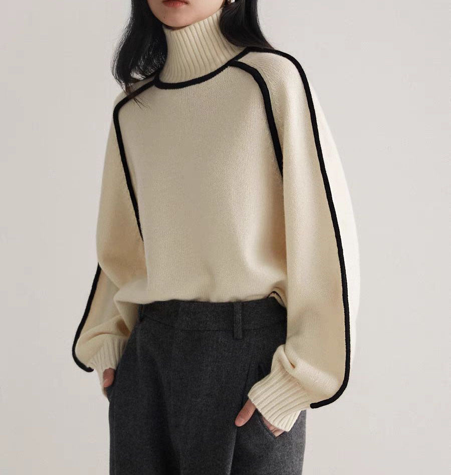 Pull en Maille Côtelée Texturée Coupe Élégante