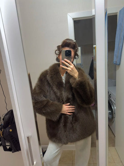 "Manteau Mi-Long en Laine Synthétique avec Ceinture"