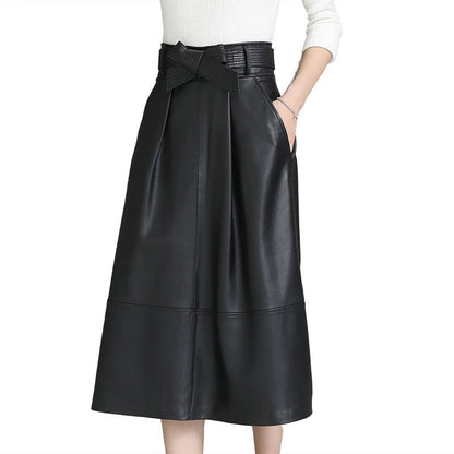 "Jupe Mi-Longue en Cuir pour Femme"