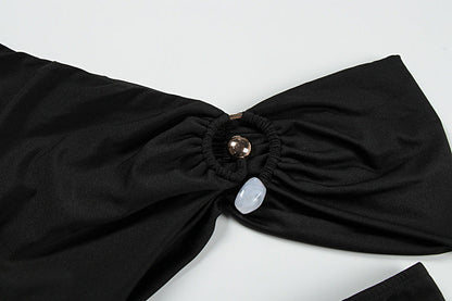 Robe Longue Élégante Épaule Dénudée Coupe Ajustée pour Femme