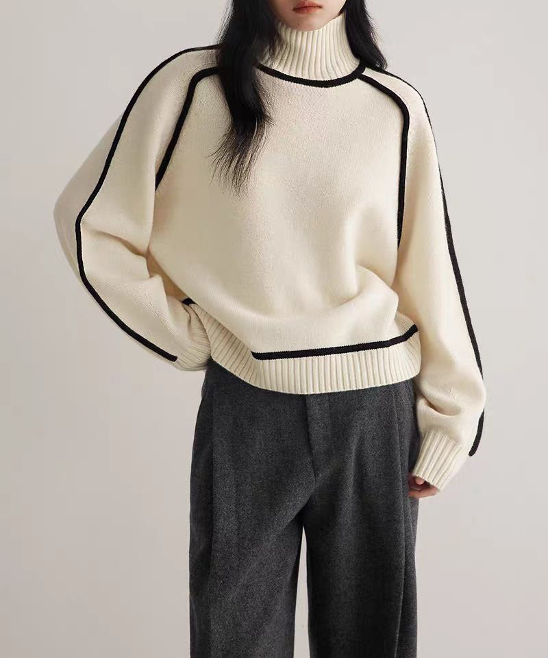 Pull en Maille Côtelée Texturée Coupe Élégante