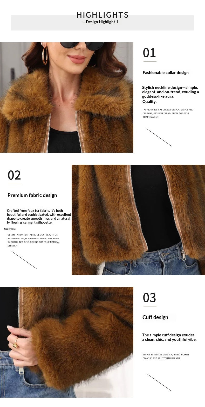 "Veste Courte en Fausse Fourrure pour Femme"
