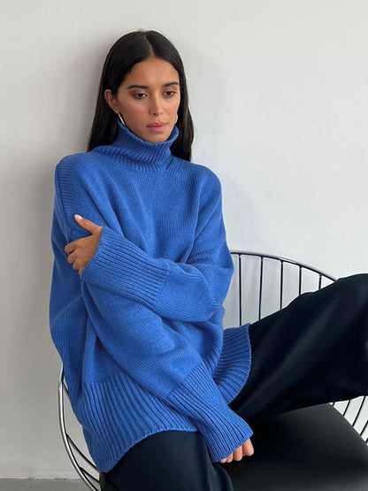 Pull Femme Col Demi-Montant en Maille Unie