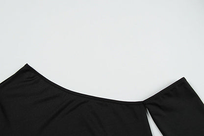 Robe Longue Élégante Épaule Dénudée Coupe Ajustée pour Femme
