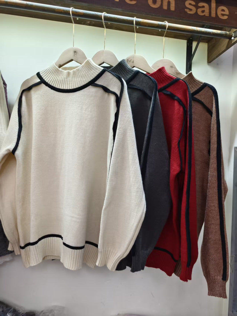 Pull en Maille Côtelée Texturée Coupe Élégante