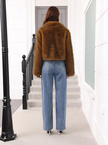 "Veste Courte en Fausse Fourrure pour Femme"