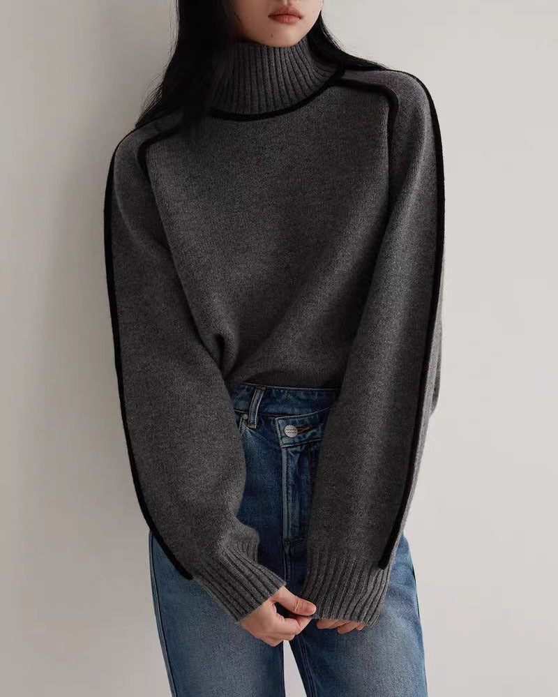 Pull en Maille Côtelée Texturée Coupe Élégante